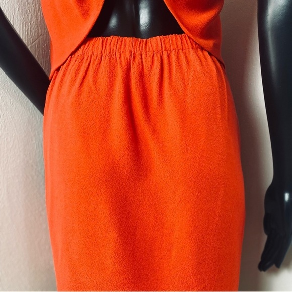 Sandro V-Neck Shift Bow Accent Redish Orange.Short (Mini) Length Dress. Sz 1 - Picture 10 of 15